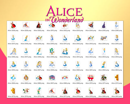 Alice in Wonderland Clipart PNG bundle