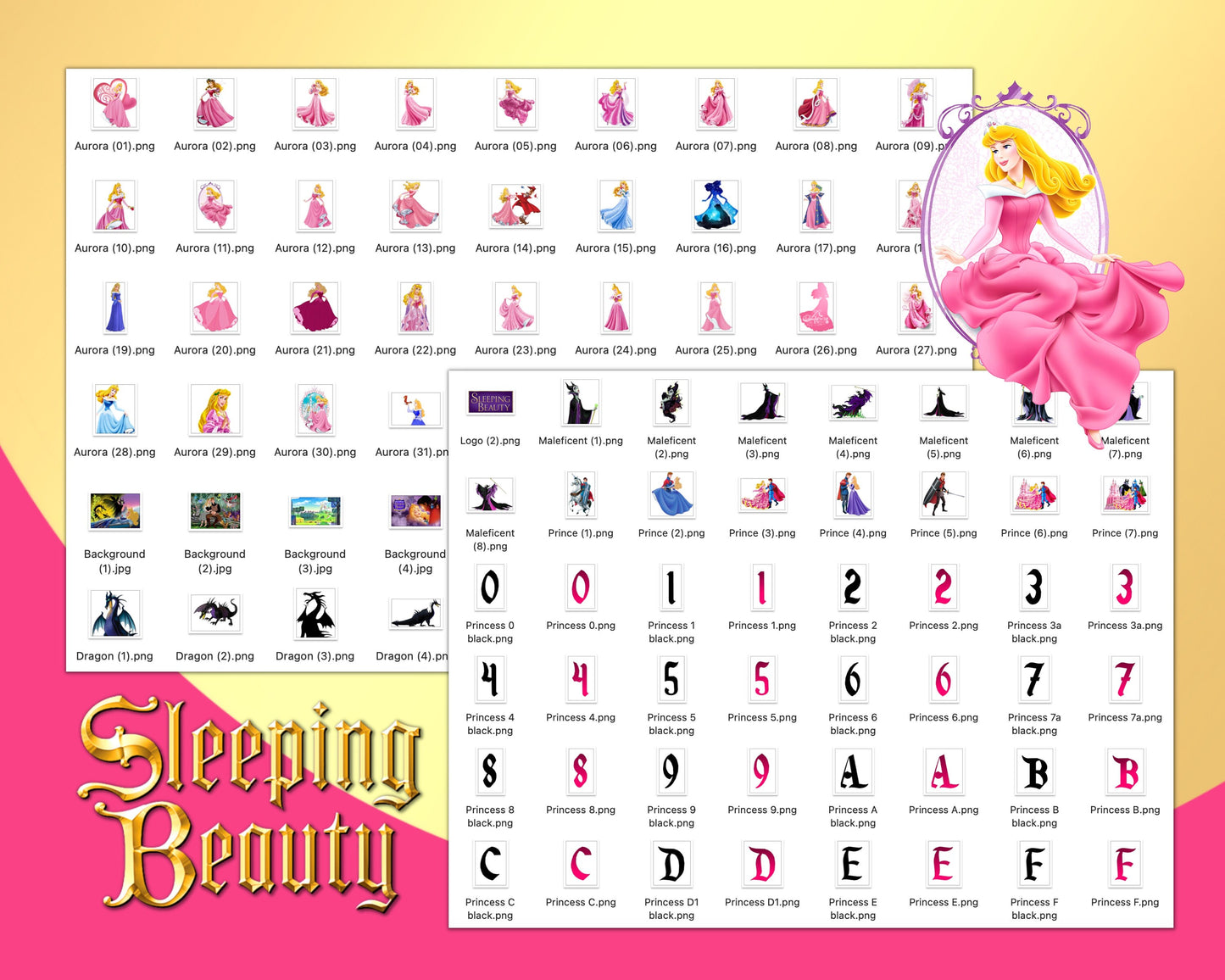 Sleeping Beauty Clipart PNG bundle