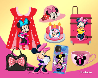 Minnie Mouse Pink Clipart PNG bundle