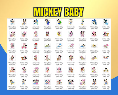 Mickey Baby Clipart PNG bundle