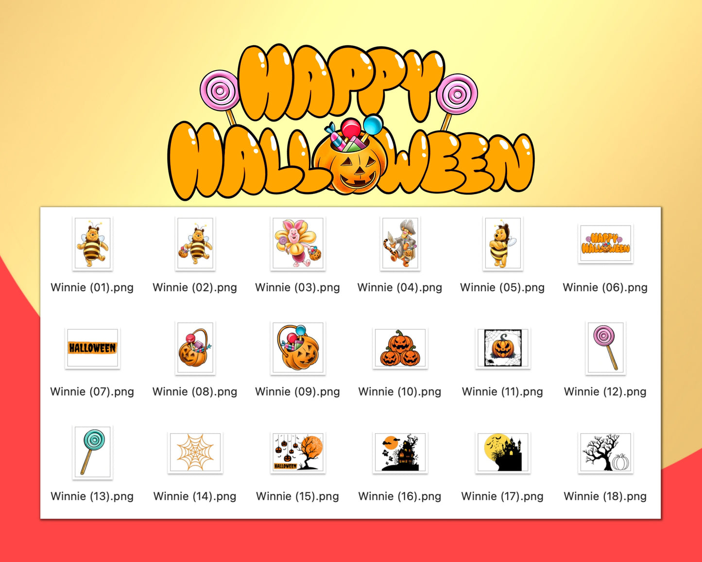 Winnie Halloween PNG Bundle