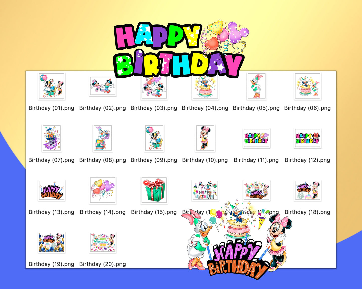 Mickey Birthday Clipart PNG bundle