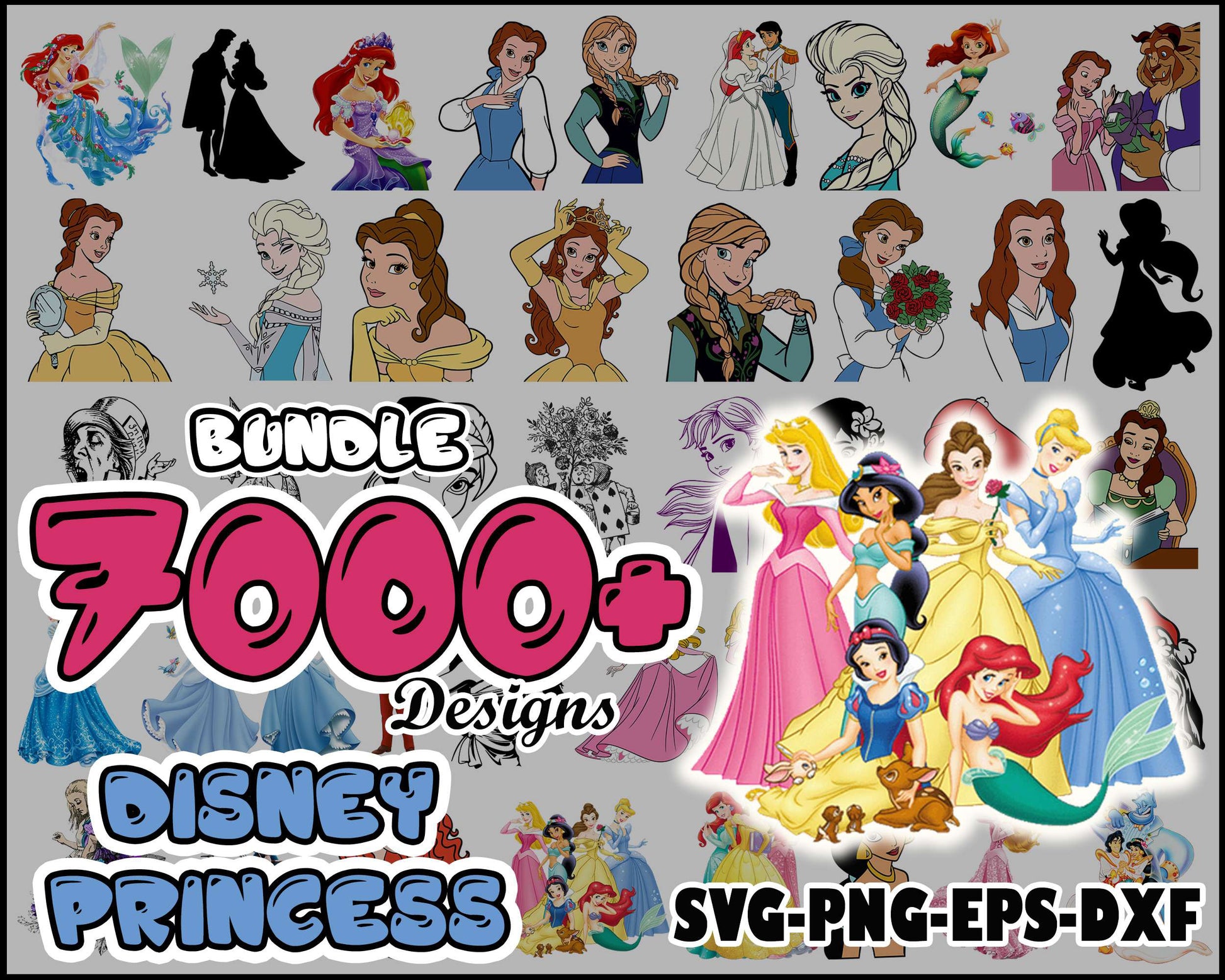 Disneys princess characters bundle svg, disney princesses​​ svg