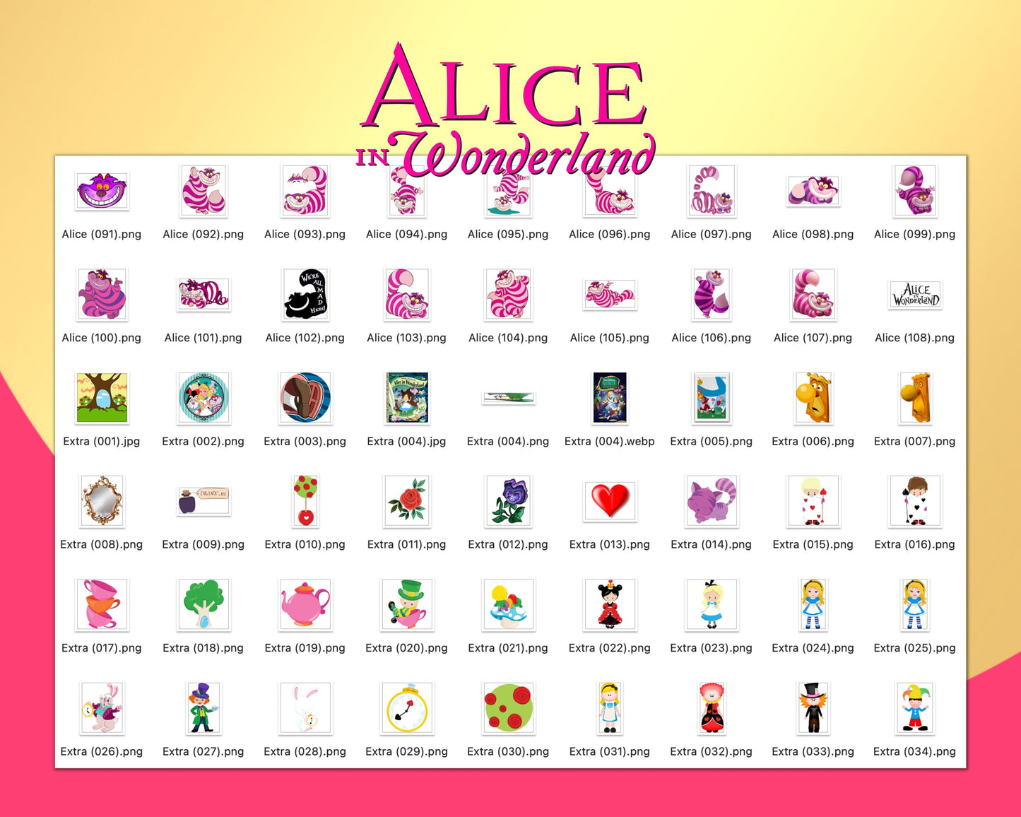 Alice in Wonderland Clipart PNG bundle