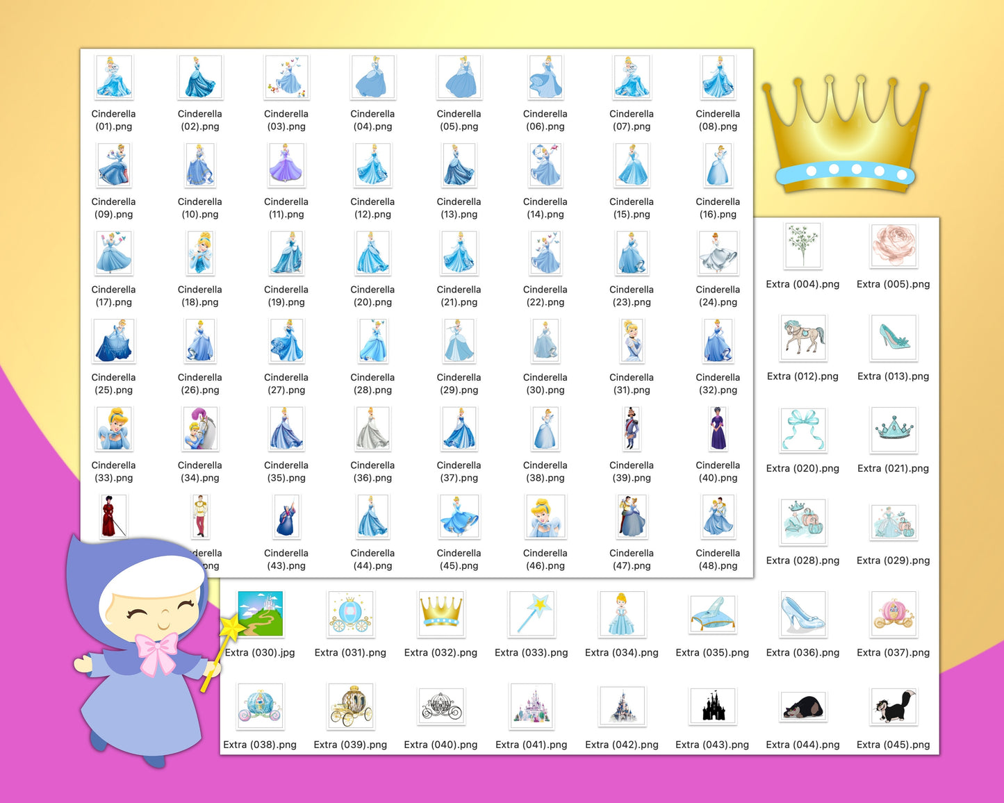 Cinderella disney Clipart PNG bundle