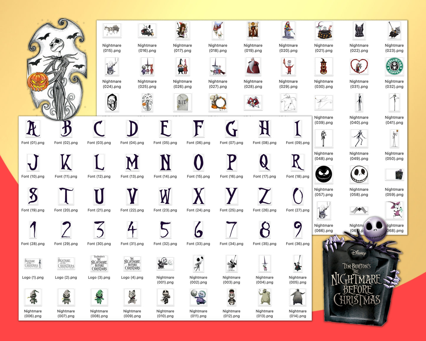 Nightmare Before Christmas Clipart PNG bundle