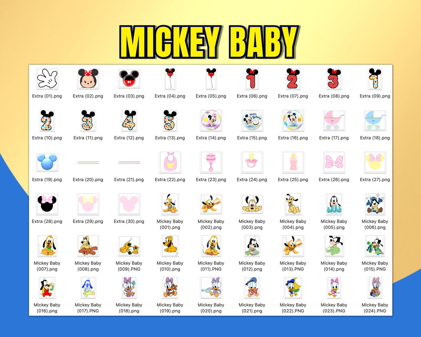 Mickey Baby Clipart PNG bundle