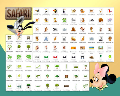 Mickey Safari Clipart PNG bundle