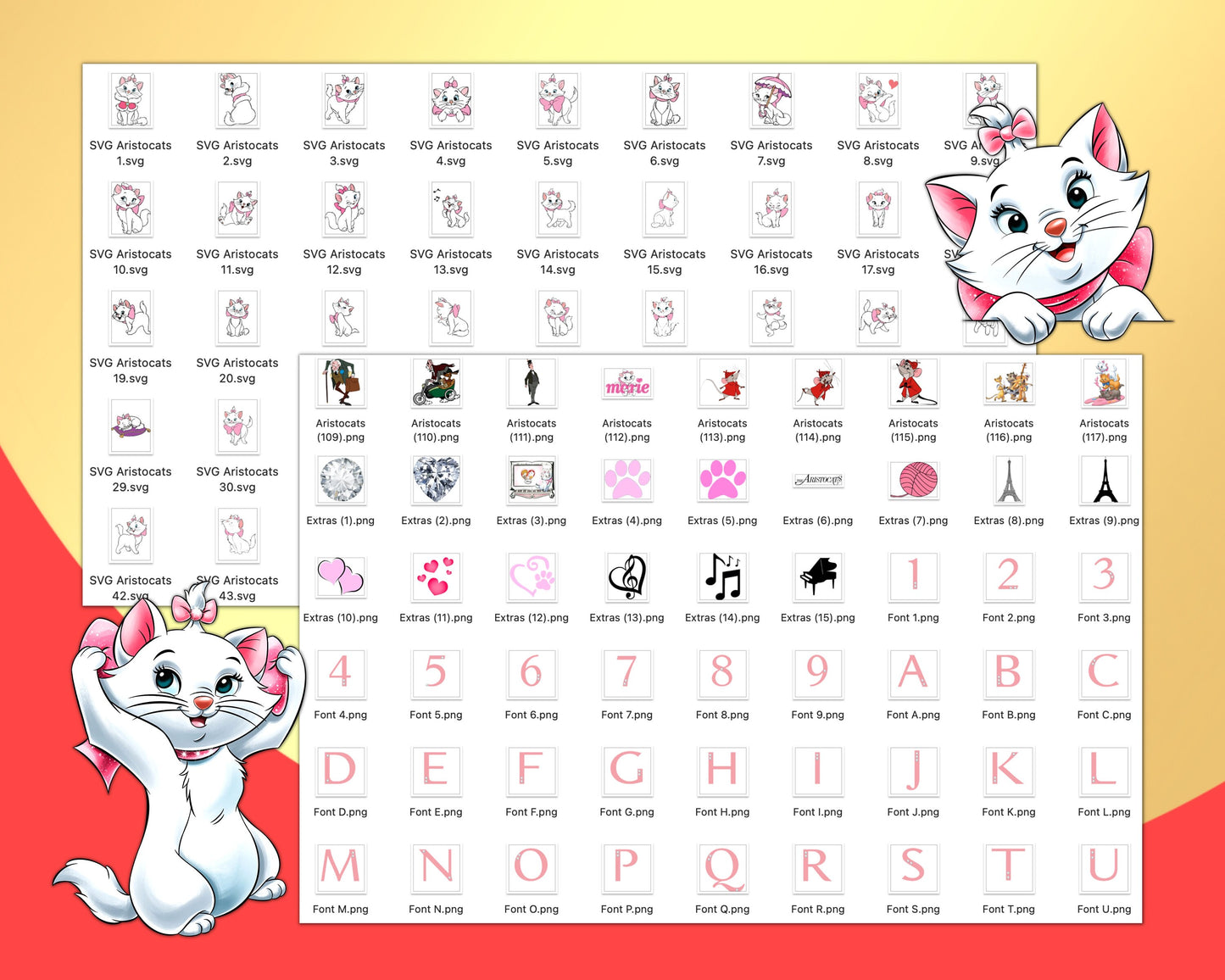 Aristocats PNG SVG Clipart bundle