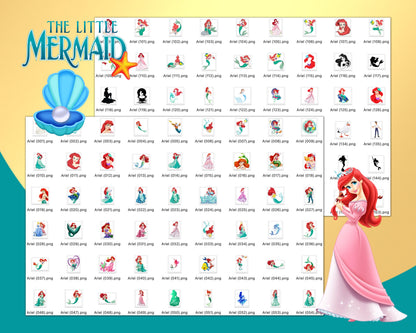 Little Mermaid Clipart SVG, PNG bundle