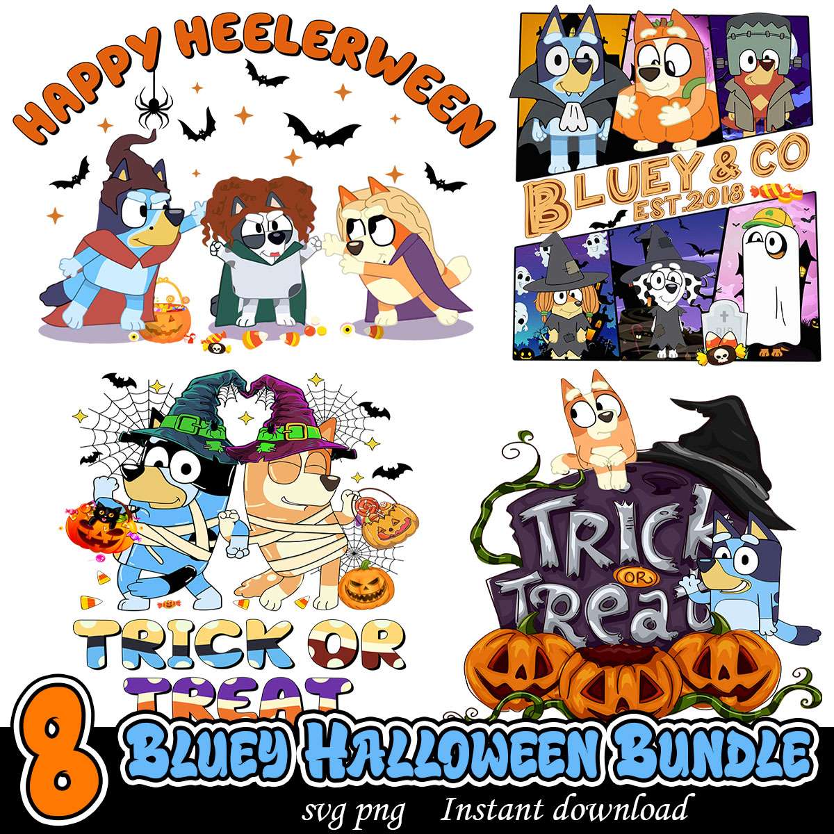 Bluey Halloween Art svg, Bluey Horror art svg bundle