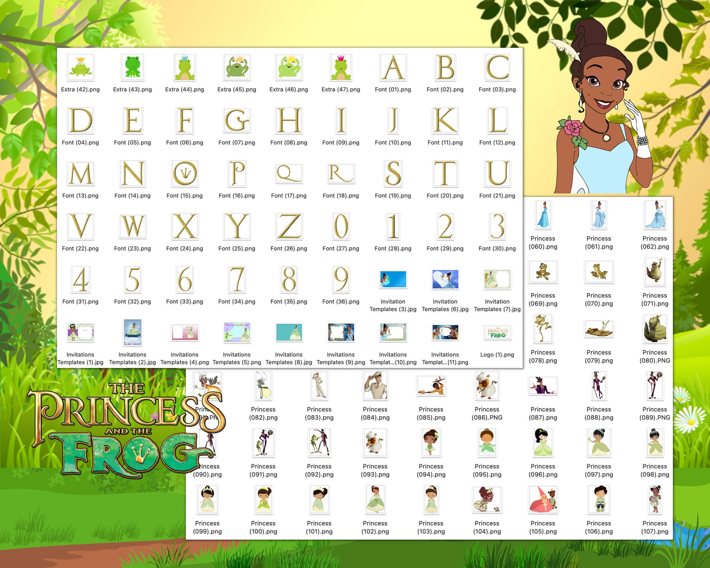 Princess and the Frog Clipart PNG bundle