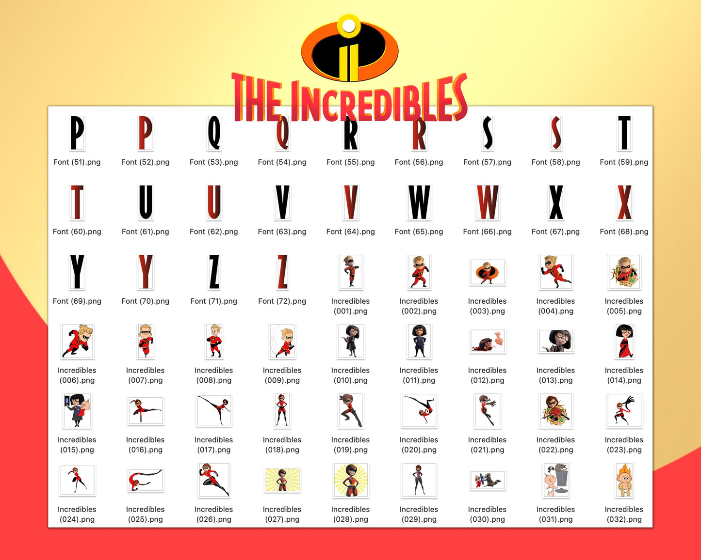 Disney Incredibles Clipart PNG, SVG bundle