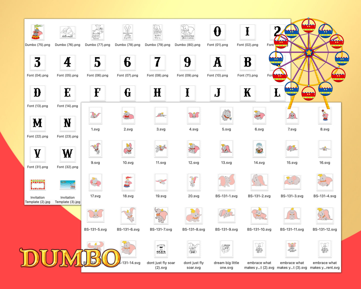 Dumbo PNG Clipart, Dumbo SVG Bundle