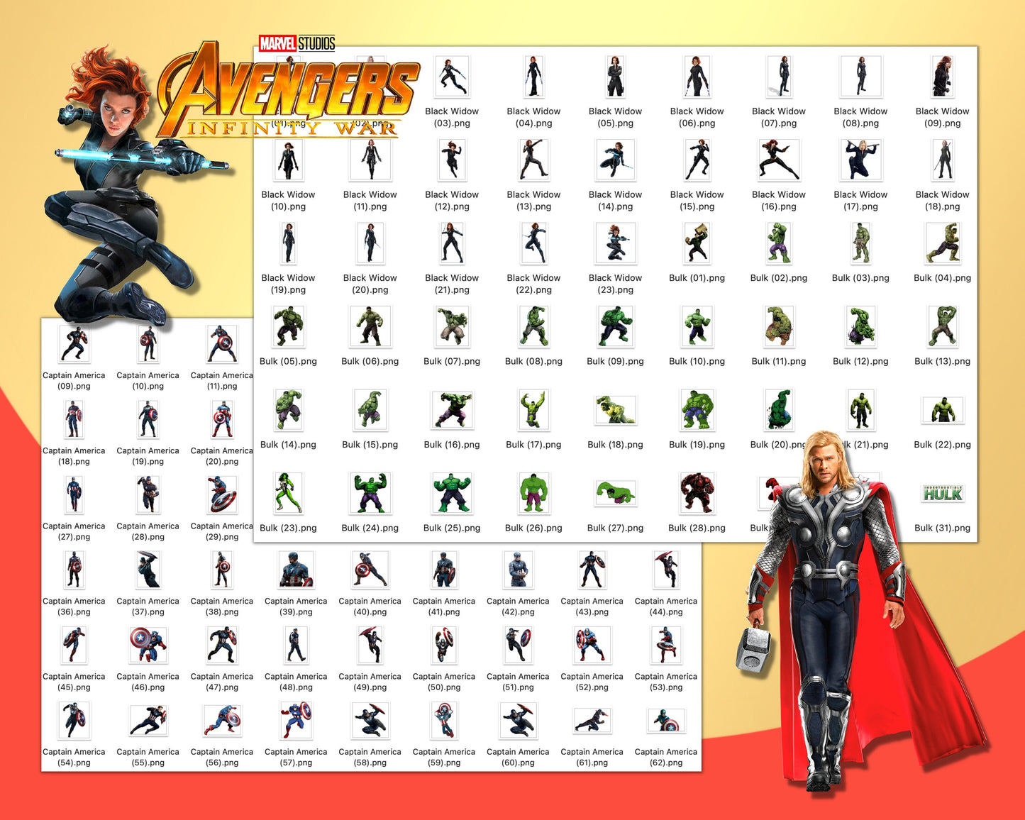 Marvel Avengers Clipart PNG bundle