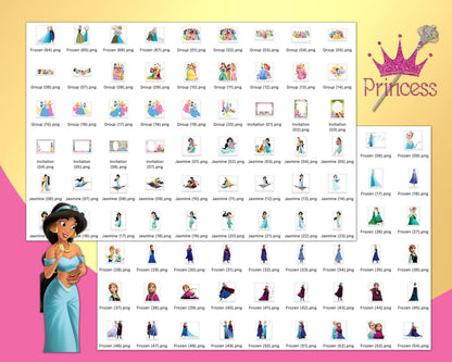 Disney Princess Clipart PNG Bundle