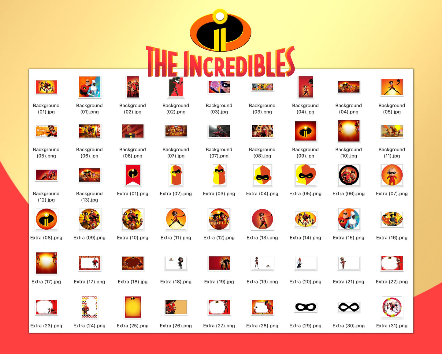 Disney Incredibles Clipart PNG, SVG bundle