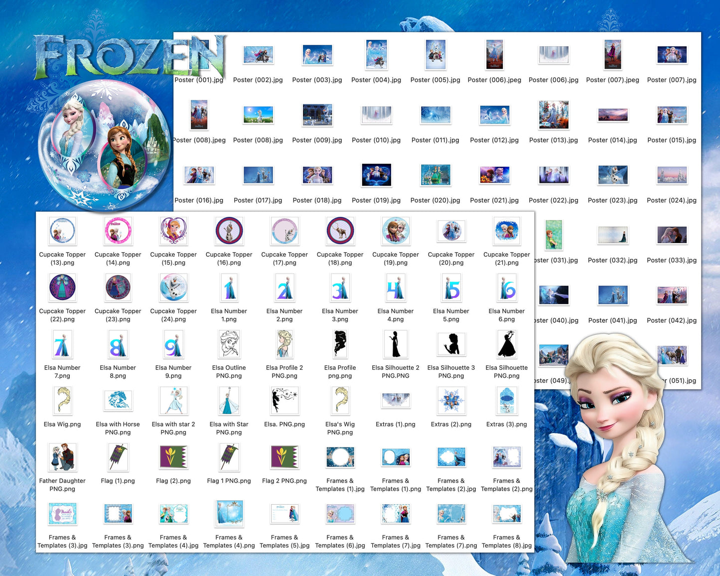 Frozen Clipart SVG, PNG bundle