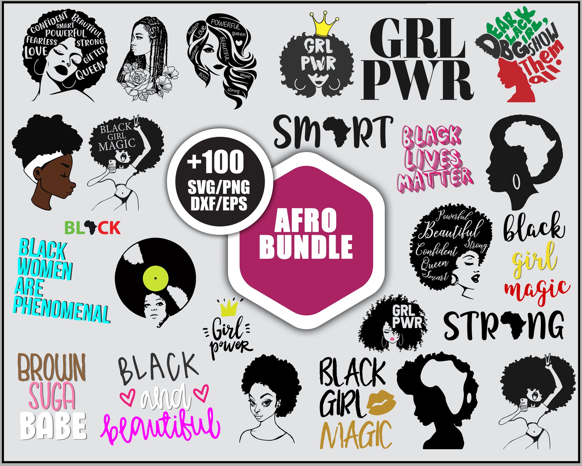 Afro black girl SVG Bundle