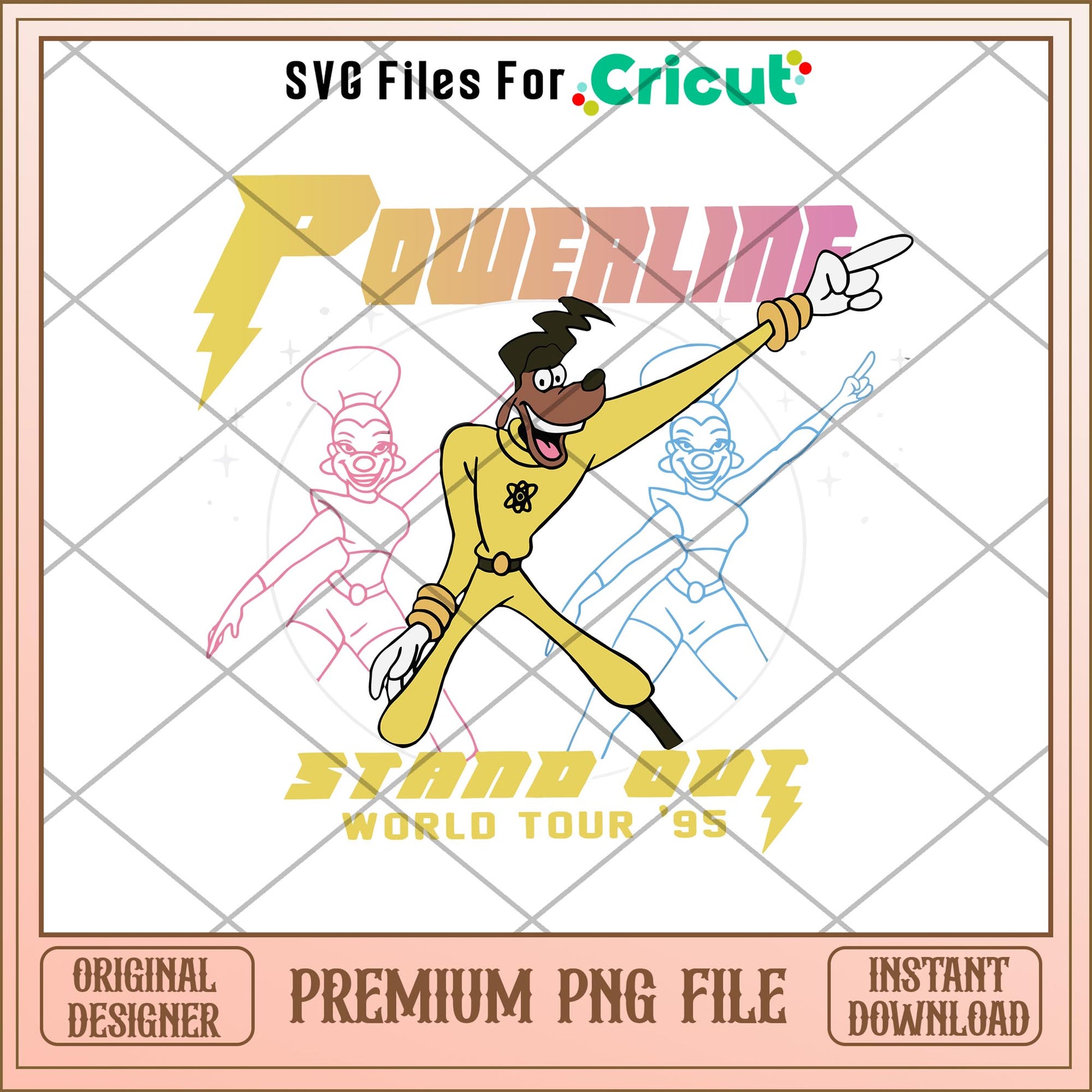 A Goofy Movie Powerline Stand Out World Tour 95 png, Disney characters png, Digital Download