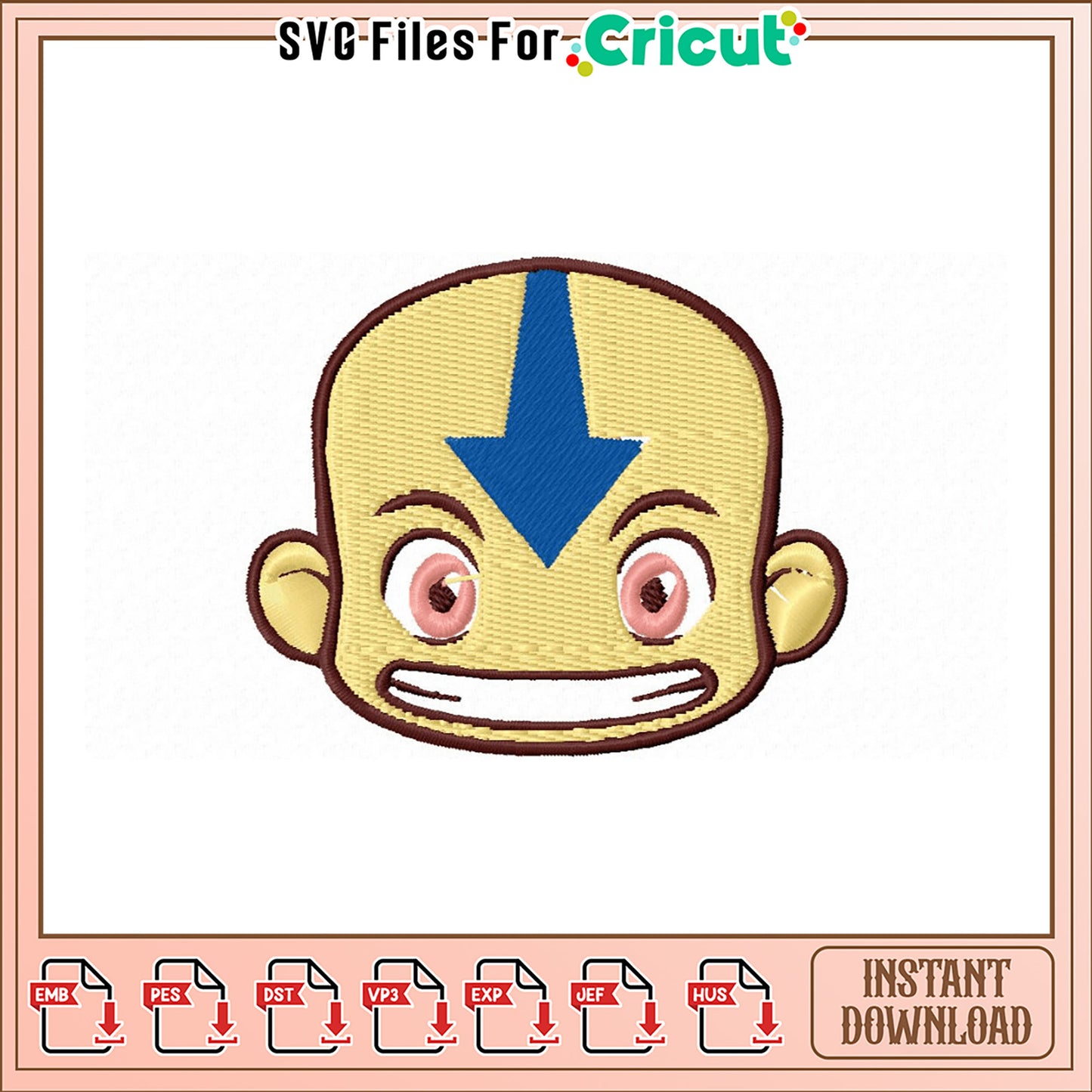 Aang Avatar Embroidery Design Instant Download