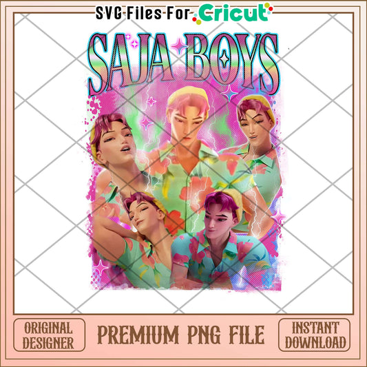Abby saja boys png, bootleg style png, retro kpop aesthetic png