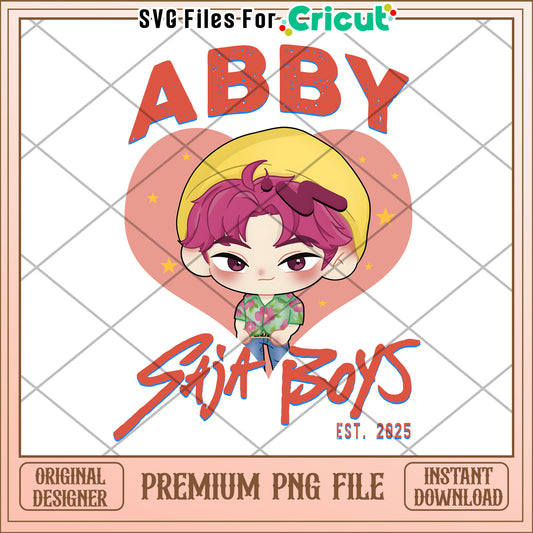 Abby saja boys png, kpop cartoon png, saja boys png