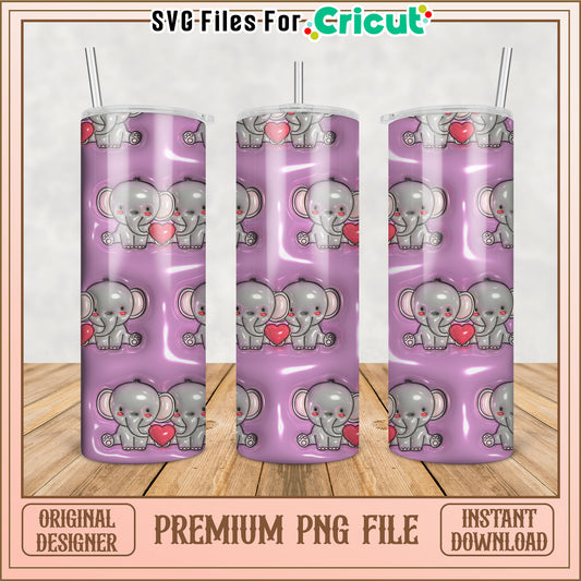 Adorable Elephant Tumbler PNG File for Cricut Crafts and Projects