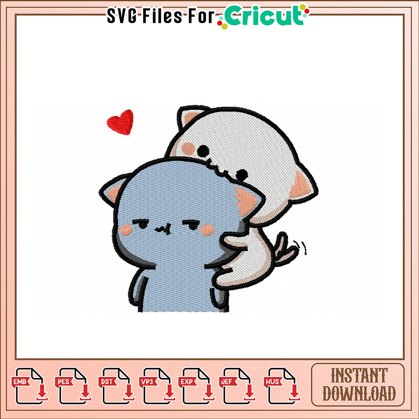 Adorable Kitten Embroidery Design Instant Download