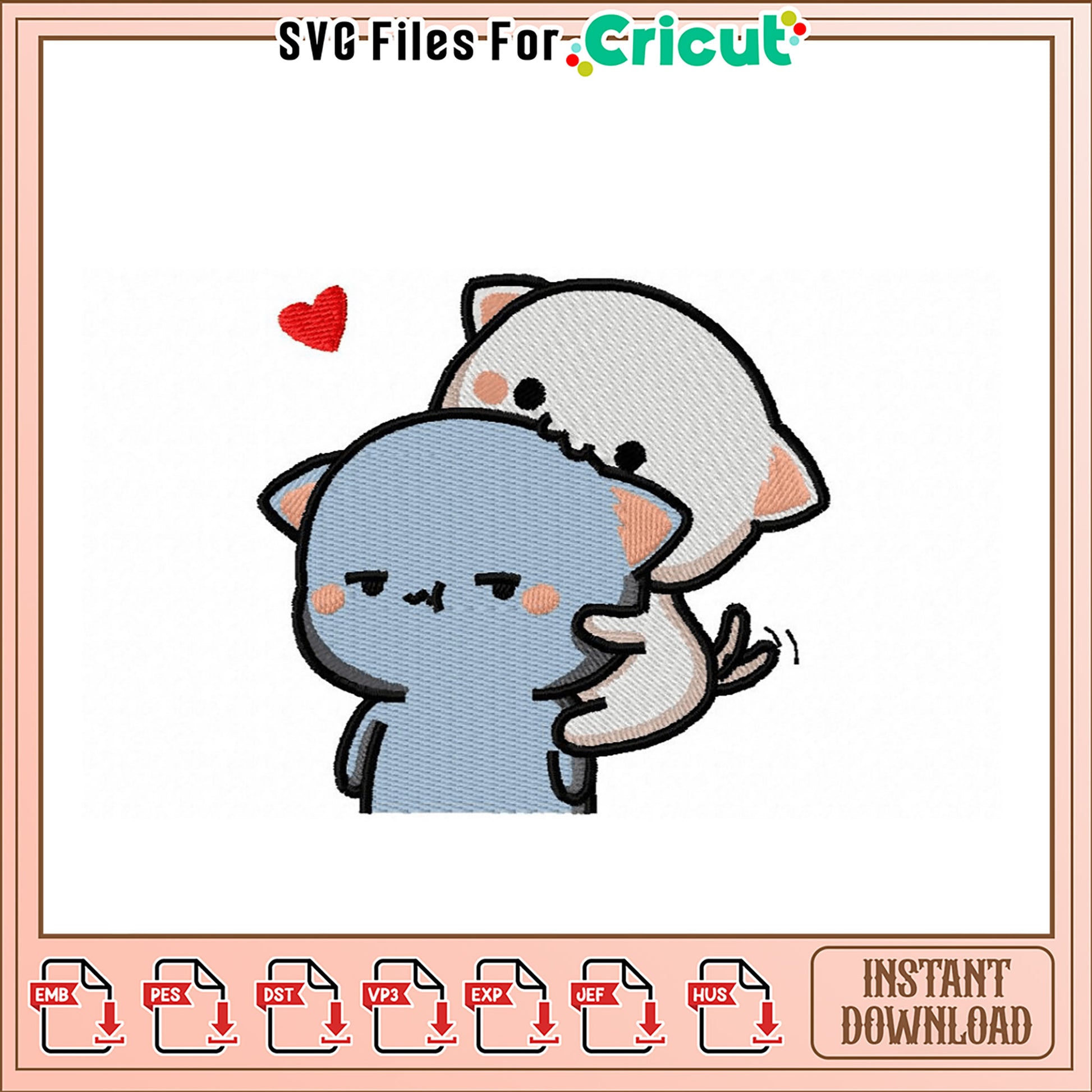 Adorable Kitten Embroidery Design Instant Download