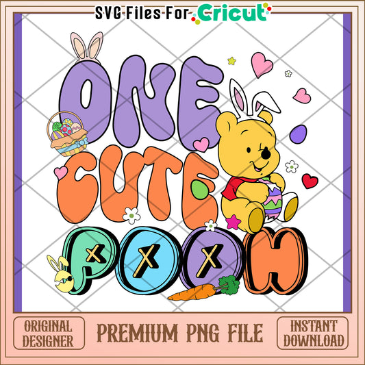 Adorable One Cute Pooh PNG Design for Crafts