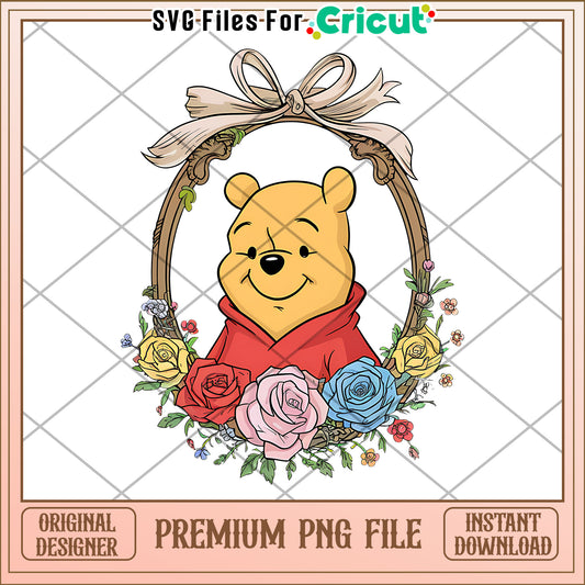 Adorable Winnie the Pooh floral design, perfect for crafting projects