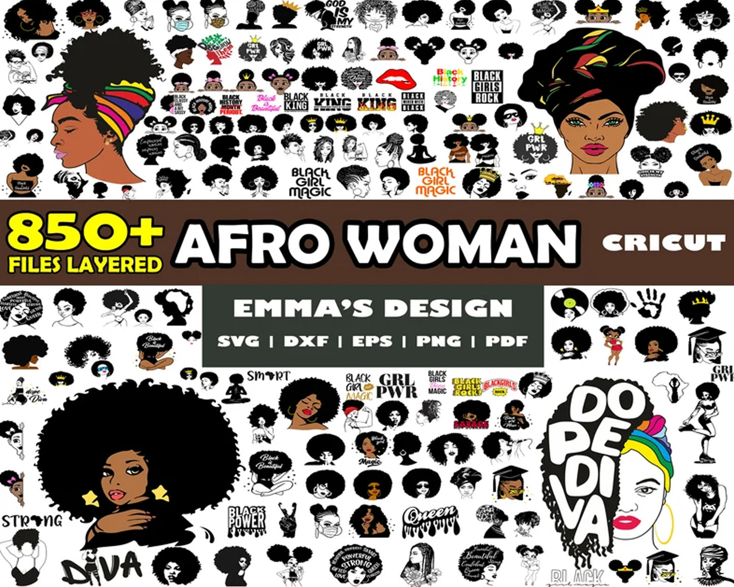 Afro woman cricut SVG Bundle