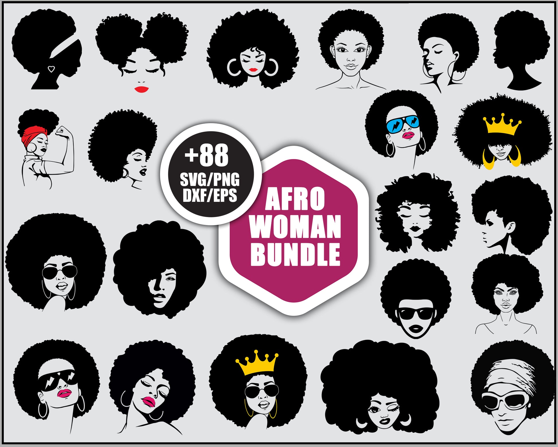 Afro woman SVG Bundle