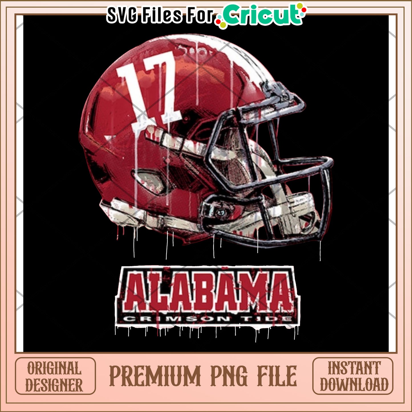 Alabama Crimson Tide football helmet design, premium PNG download