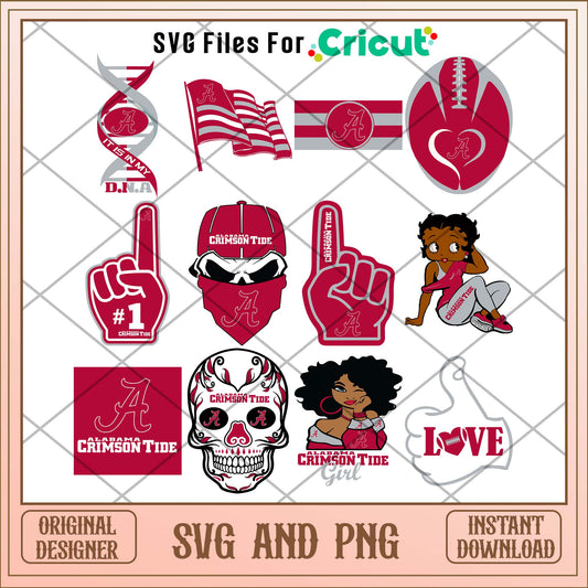 Alabama svg, Alabama Crimson Tide svg bundle, NCAA svg