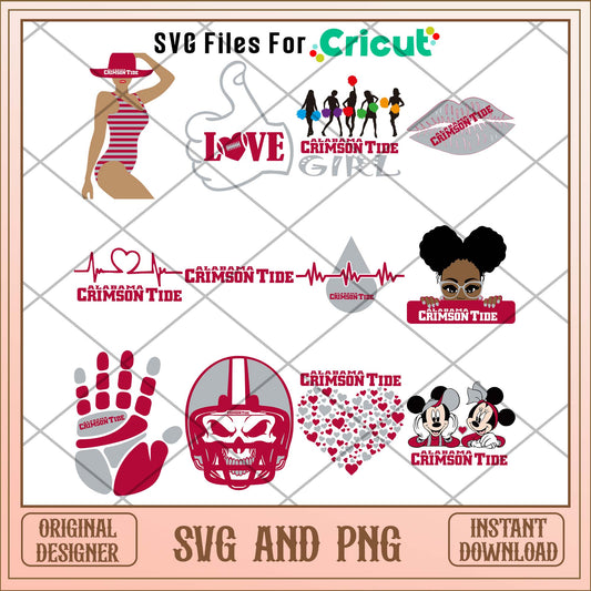 Alabama Crimson Tide girl svg, Alabama Crimson Tide svg bundle, NCAA svg