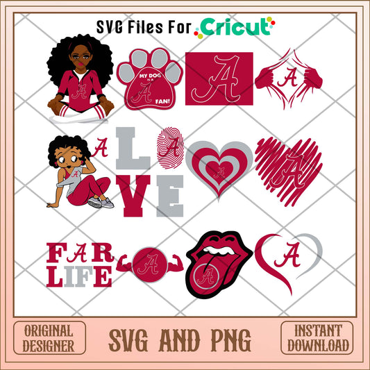 Alabama Crimson Tide love svg, Alabama Crimson Tide svg, NCAA svg