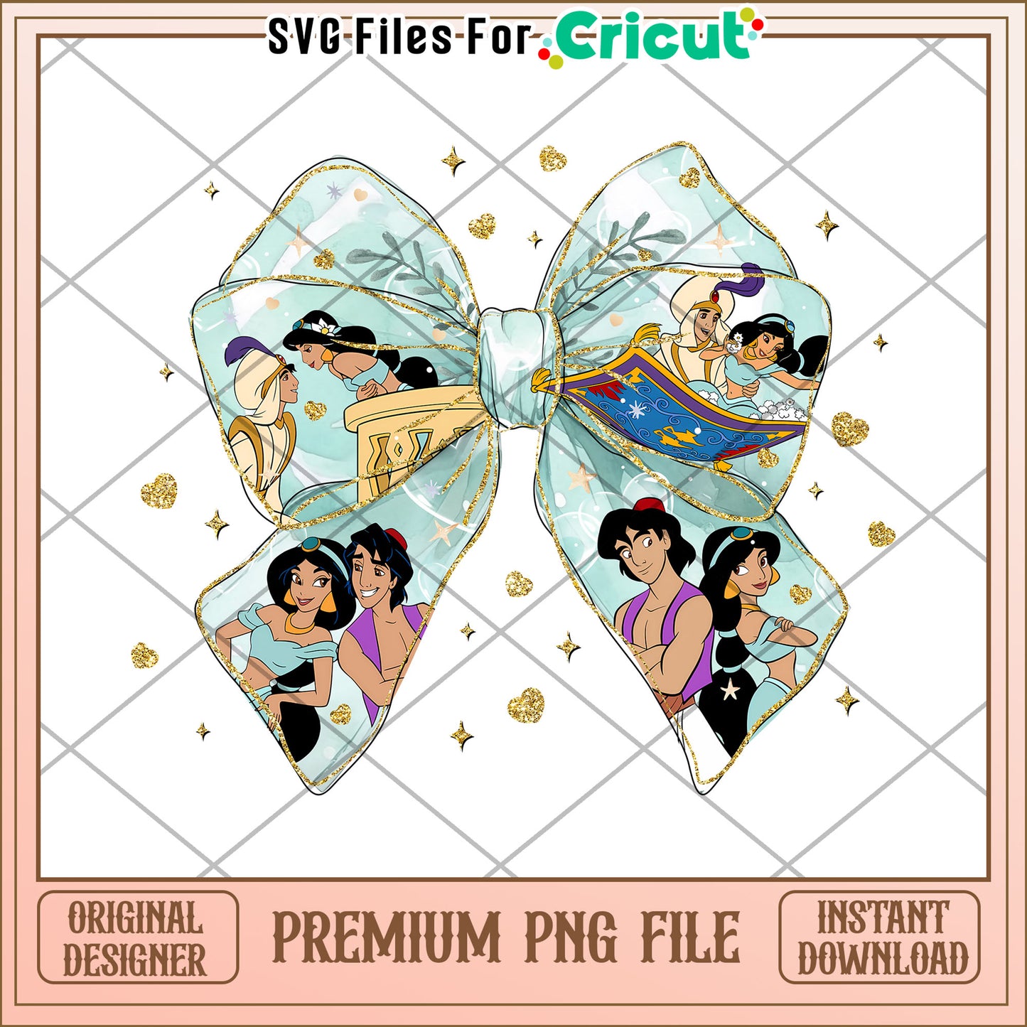 Aladdin Jasmine Bow PNG Sublimation