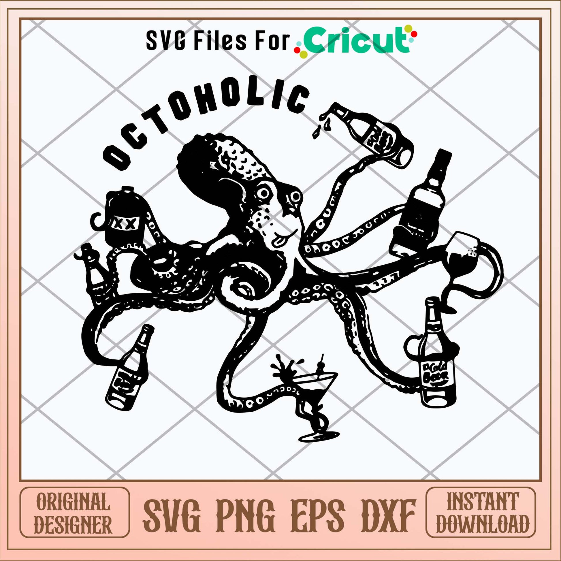 Alcoholic Octopus Svg-Svgfilesforcricut