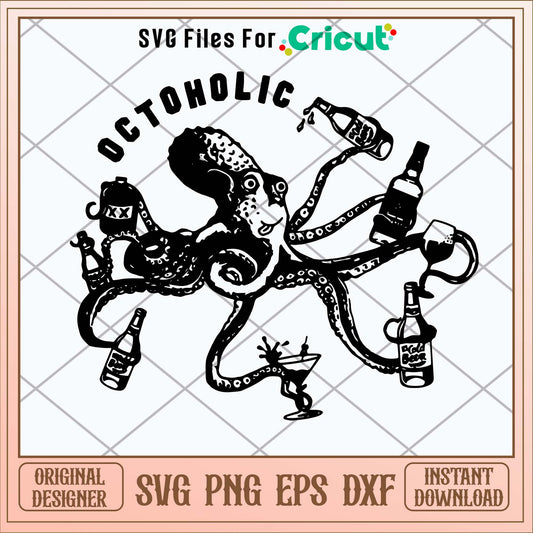 Alcoholic Octopus Svg-Svgfilesforcricut