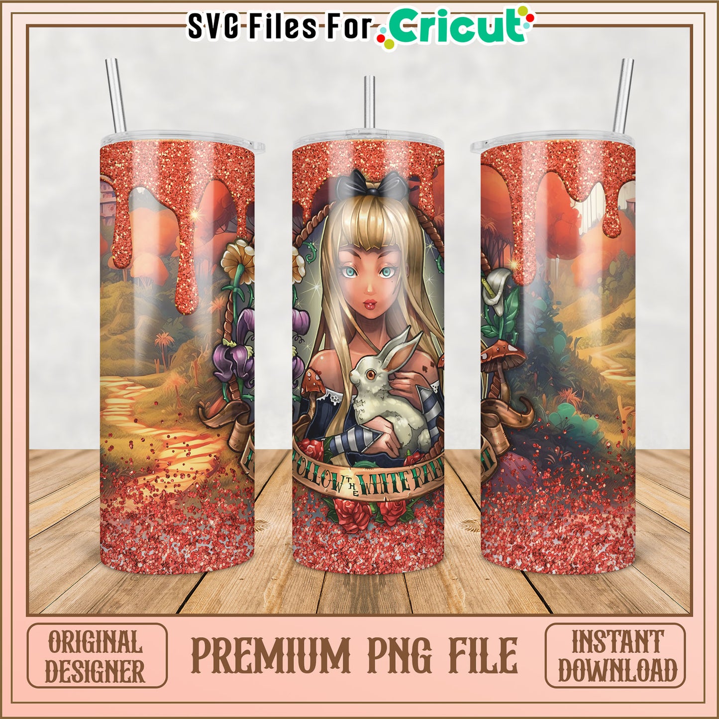 Alice in Wonderland Tumbler PNG Design