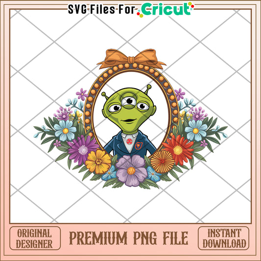 Alien Character with Flowers, Perfect for Creative Projects
