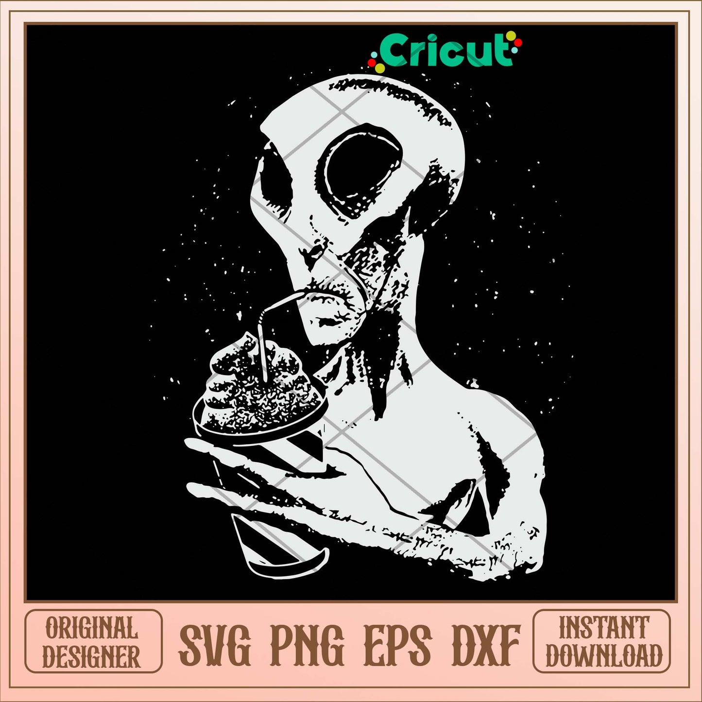 Alien Drink Coffee Svg-Svgfilesforcricut