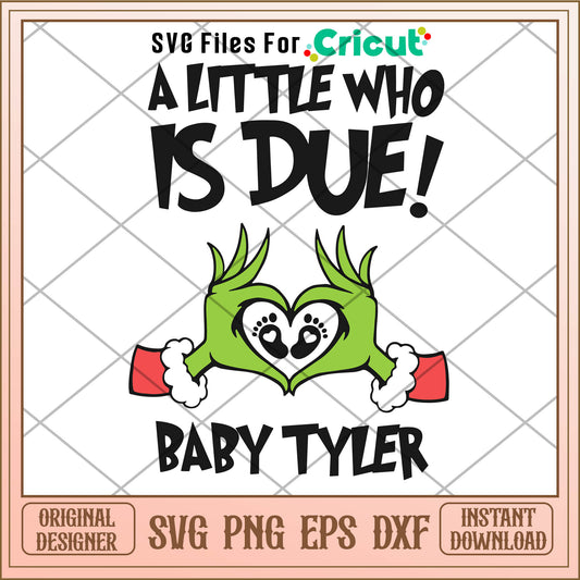 A little who is due grinchmas pregnancy svg, merry grinchmas​ svg