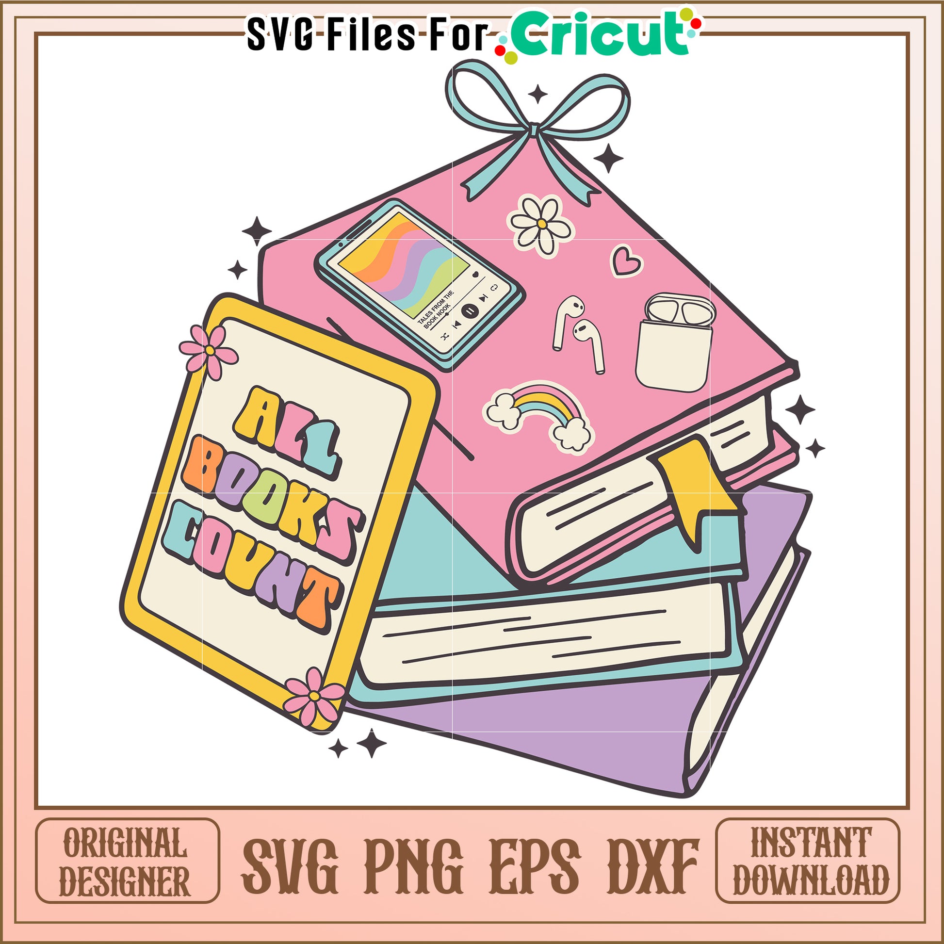 All Books Count SVG Cut File Cricut Design
