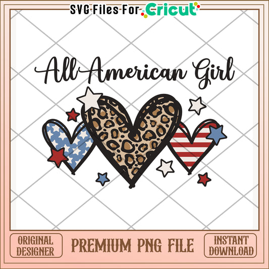 All american girl png, patriotic phrase png, usa pride png