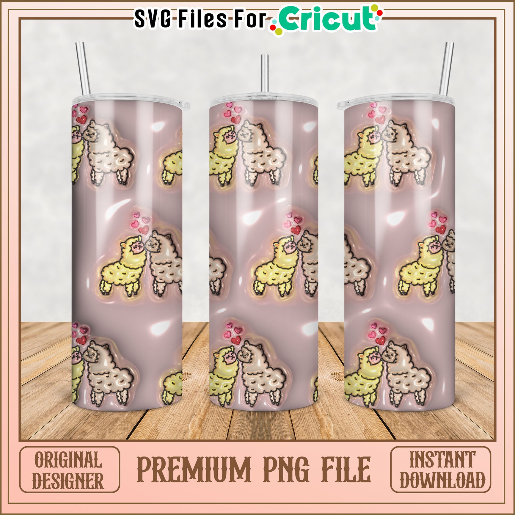 Alpaca Tumbler PNG Sublimation Design