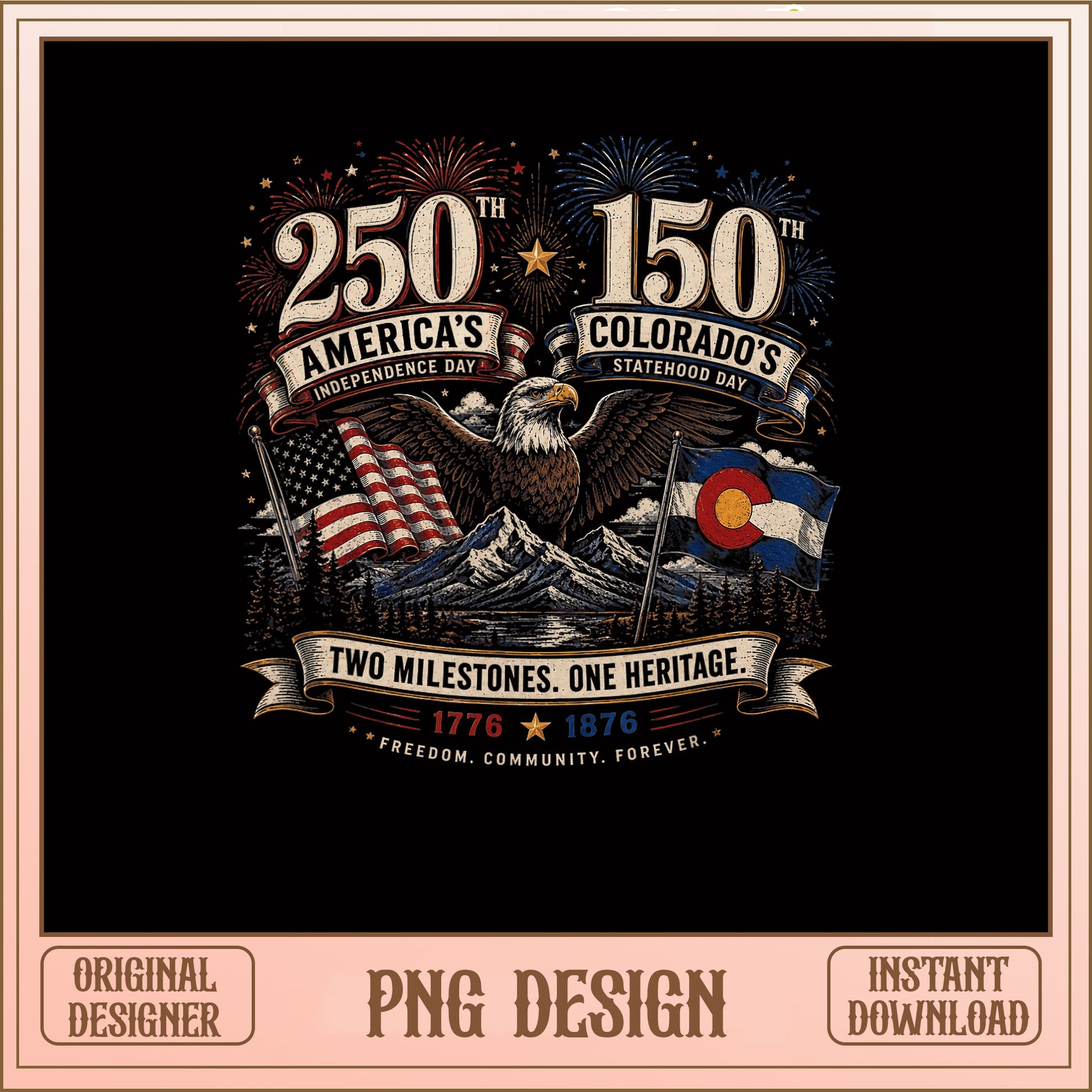 America 250th Anniversary Colorado PNG, 4th Of July PNG, Patriotic PNG