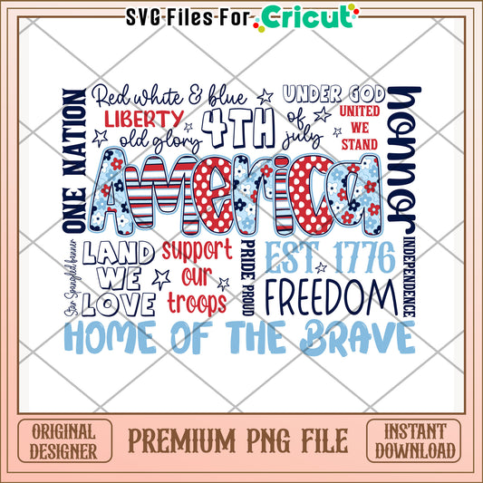 America home of the brave png, celebration vibes png, patriotic theme png